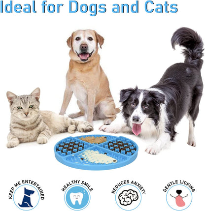 Slow Feeder Bowl Mat for Dogs and Cats, Licking Mat for Dog Anxiety Relief, Cat Peanut Butter Lick Pad, Dog Enrichment Toys for Boredom Reducer, Dog Treat Mat for Bathing Grooming